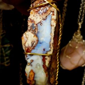 Raw Fire Opal pendant wire wrapped